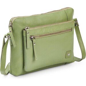 Women Sage Imported Leather Polyester Crossbody Sling Shoulder Crossover Bag